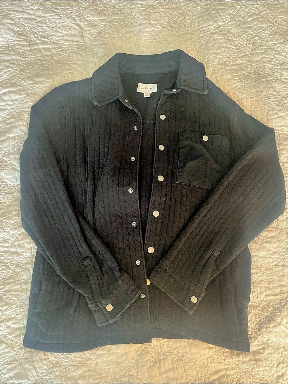Goodfellow & Co Quilted Knit Shirt Jacket Black Small